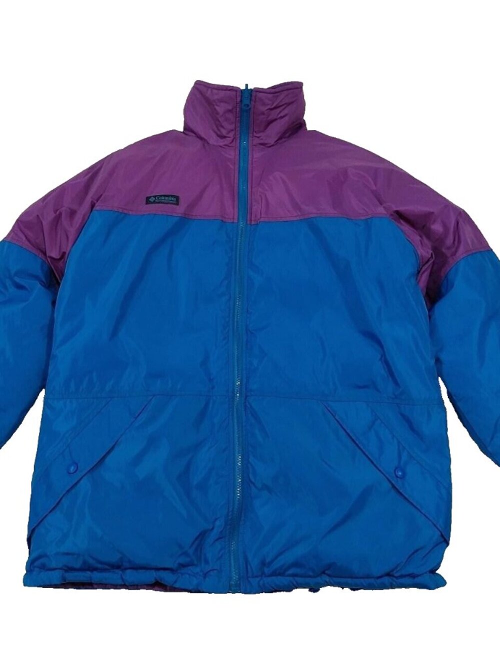 Vintage 90s Columbia Reversible Down Puffer Jacket Womens Large, Colorblocked